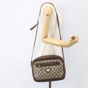 GUCCI GG Supreme Shoulder Bag PVC Beige Gold Auth 151504